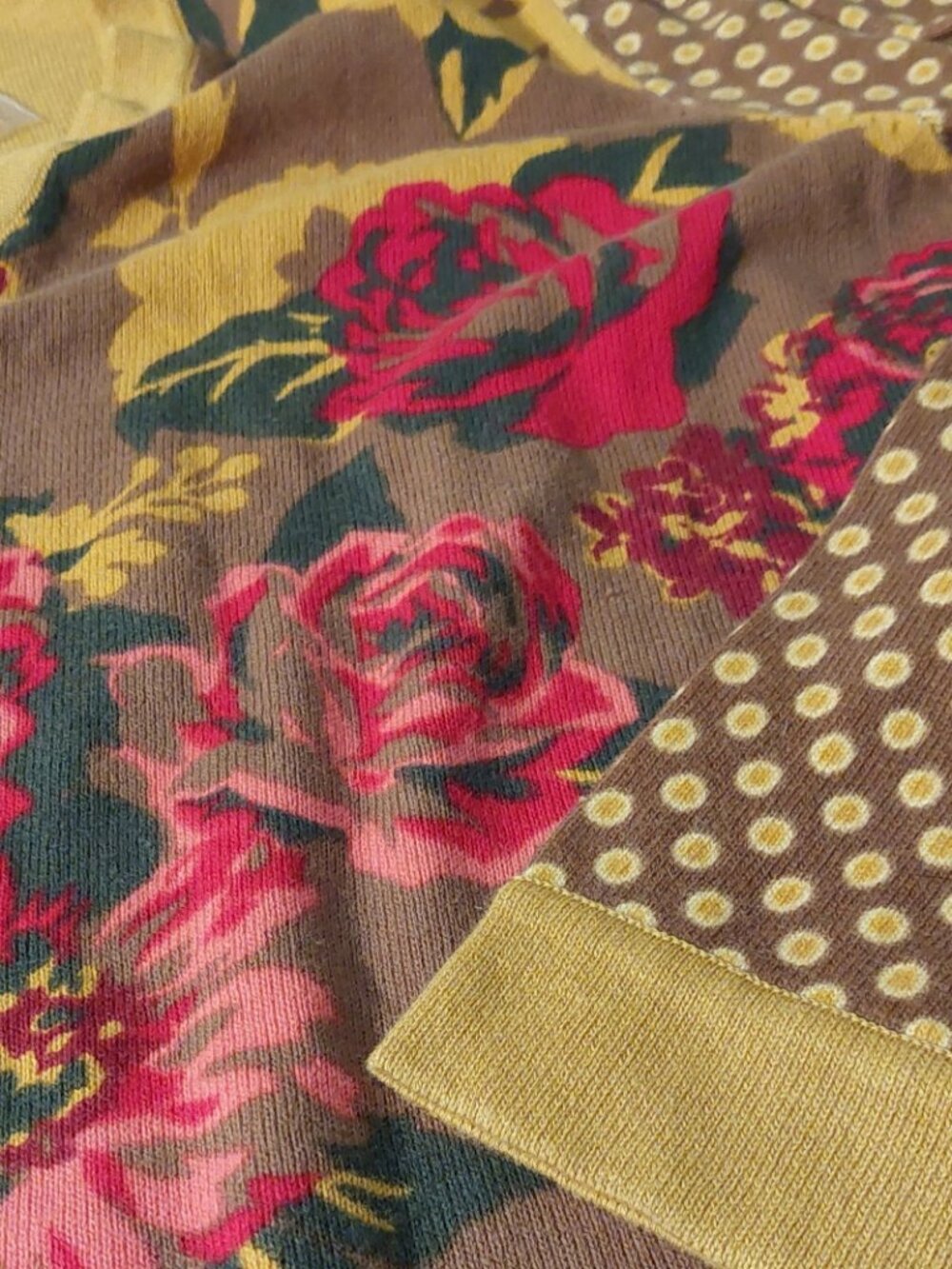 Isaac Mizrahi Live! Gold/Multi-Color Floral Polka Dot Cardigan Sweater Size: 1X - Picture 8 of 8